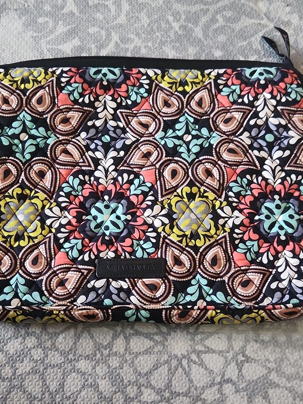 Vera Bradley Black Multi Floral Quilted Laptop Case